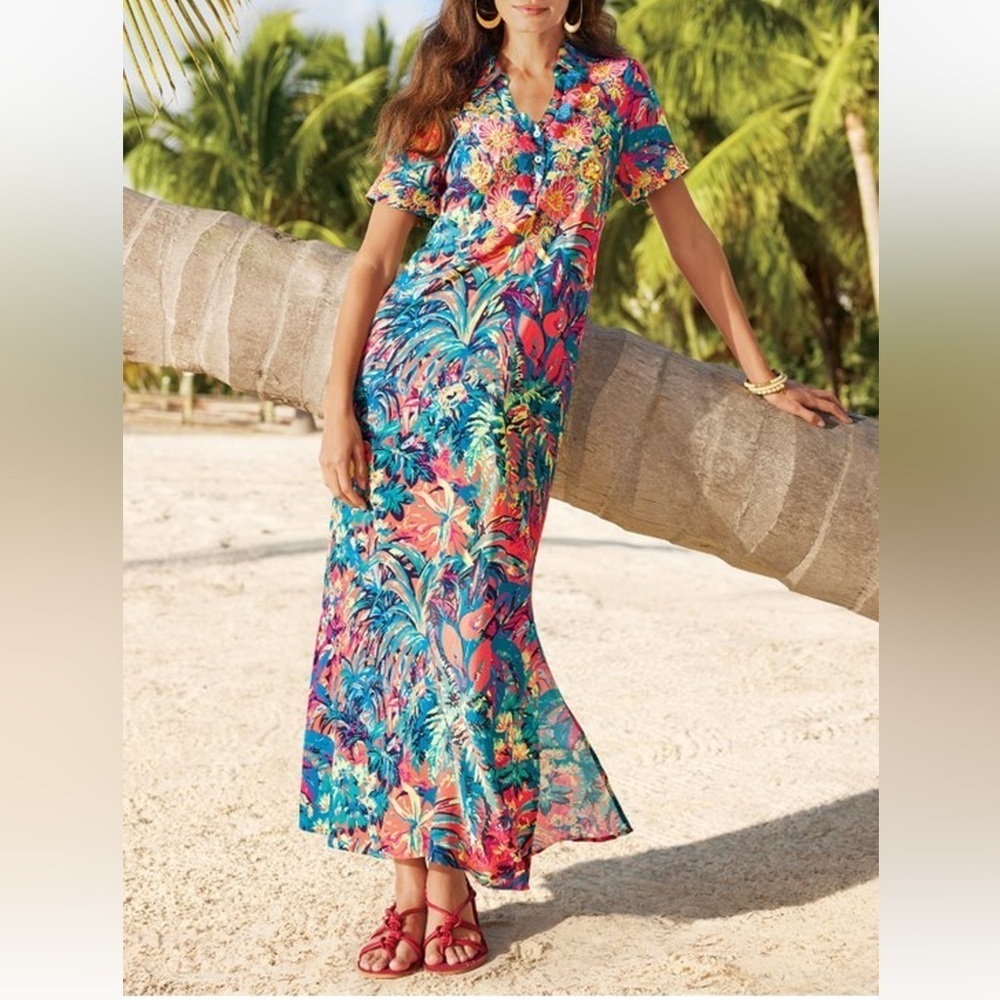 Soft Surroundings Vibrant Floral Coverup Size Medium. G#40